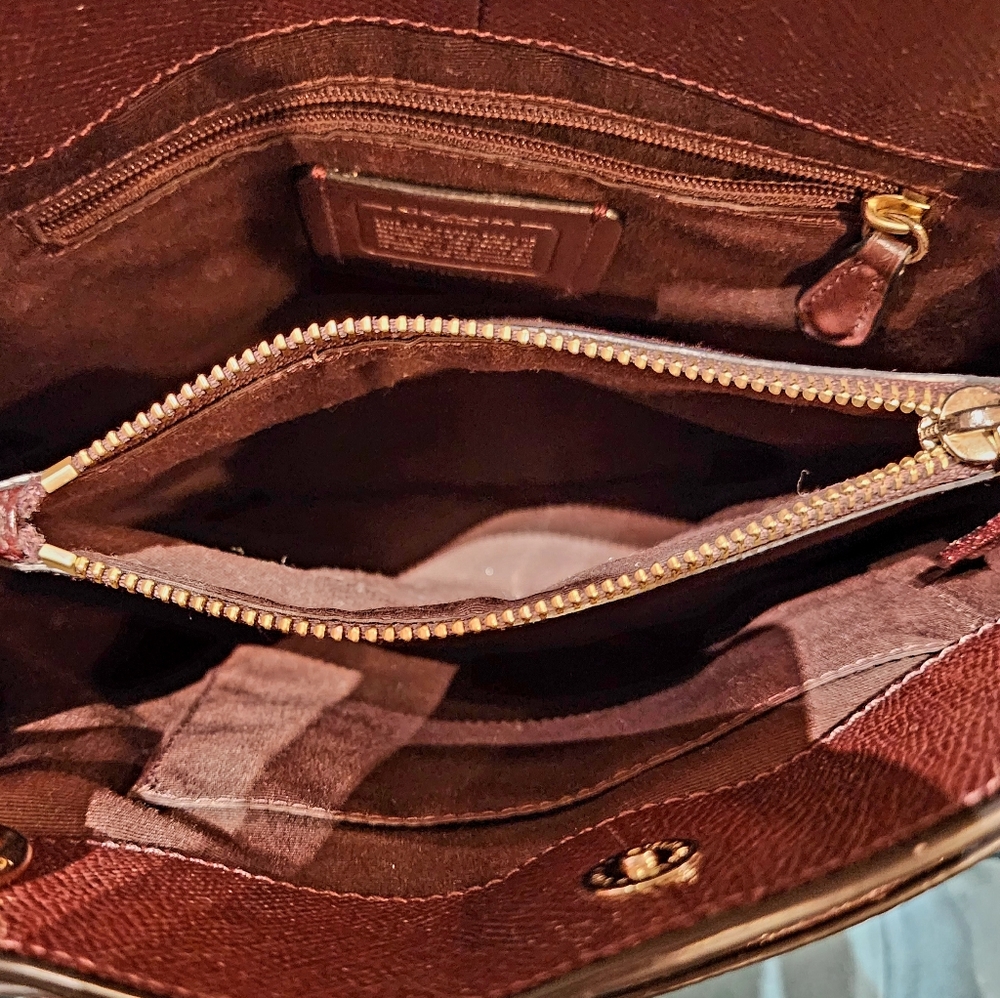 COACH Bordeaux Sparkling  Pebbled Leather Satchel Bag - Picture 4 of 14